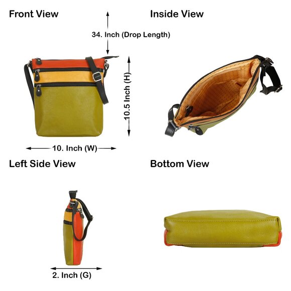 Women’s Leather Crossbody Sling Bag –Shoulder bag Everyday Ladies Travel Purse - Picture 3 of 10